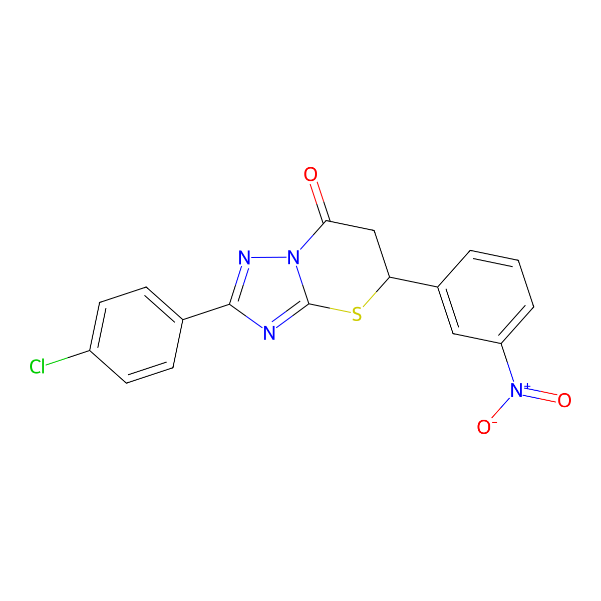 2-(4-chlorophenyl)-5-(3-nitrophenyl)-5H-[1,2,4]triazolo[5,1-b][1,3]thiazin-7(6H)-one molecular structure, CAS 637320-39-9