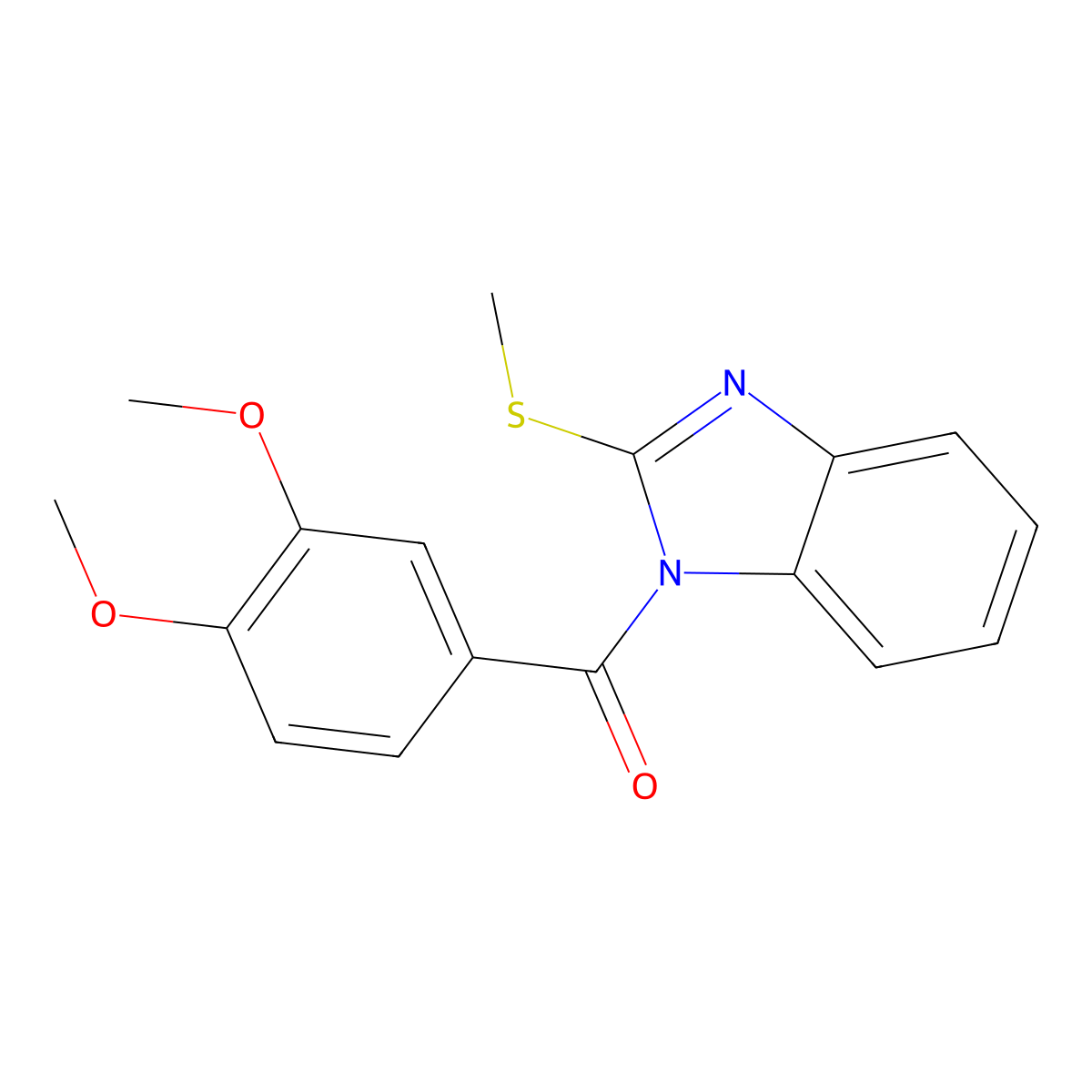 3,4-Dimethoxyphenyl 2-methylthiobenzimidazolyl ketone molecular structure, CAS 637320-41-3