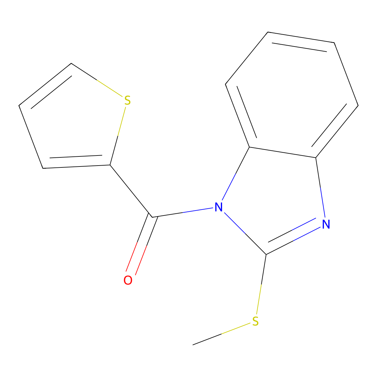 (2-Methylsulfanylbenzimidazol-1-yl)-thiophen-2-ylmethanone molecular structure, CAS 637320-53-7