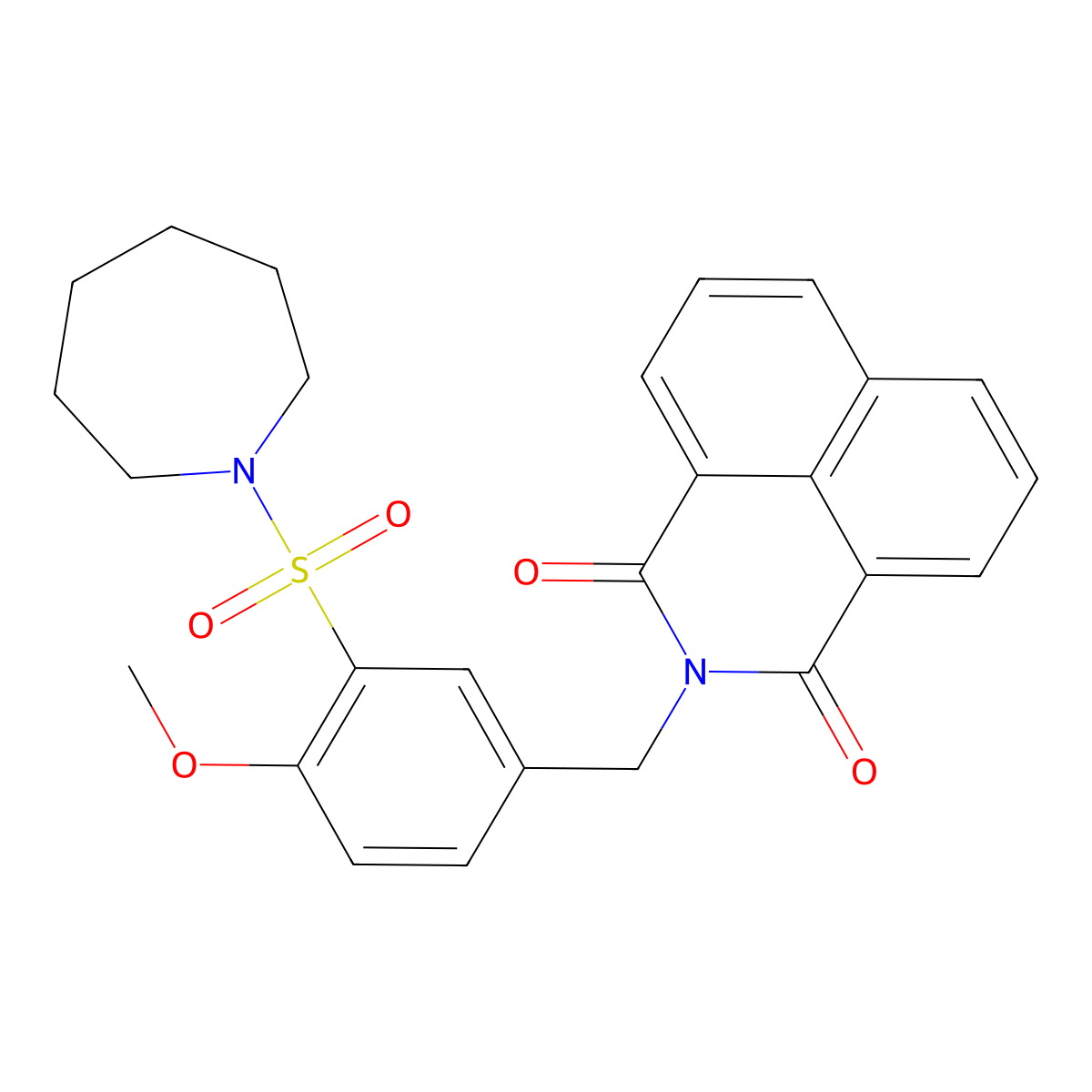 3-{[3-(Azepane-1-sulfonyl)-4-methoxyphenyl]methyl}-3-azatricyclo[7.3.1.0^{5,13}]trideca-1(12),5,7,9(13),10-pentaene-2,4-dione molecular structure, CAS 637320-59-3