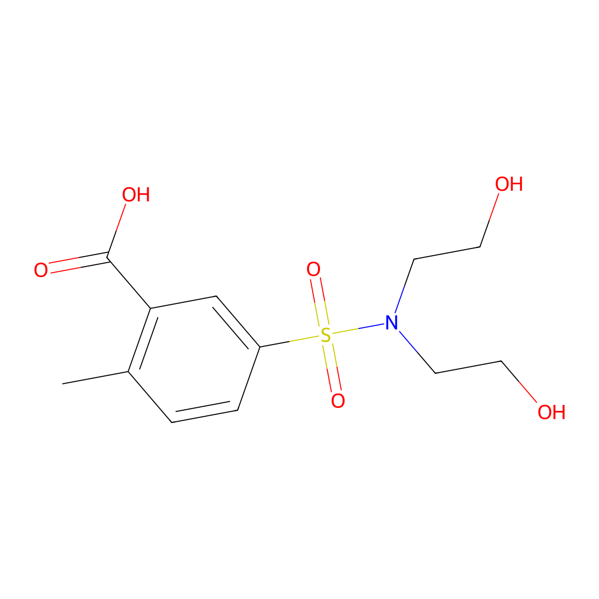 5-[Bis(2-hydroxyethyl)sulfamoyl]-2-methylbenzoic acid molecular structure, CAS 637320-91-3