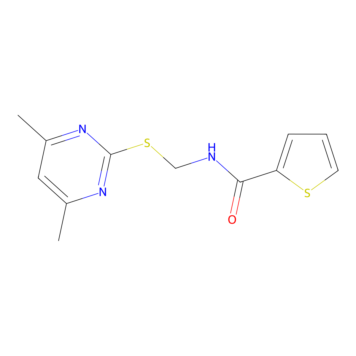 N-[(4,6-dimethylpyrimidin-2-yl)sulfanylmethyl]thiophene-2-carboxamide molecular structure, CAS 637321-96-1