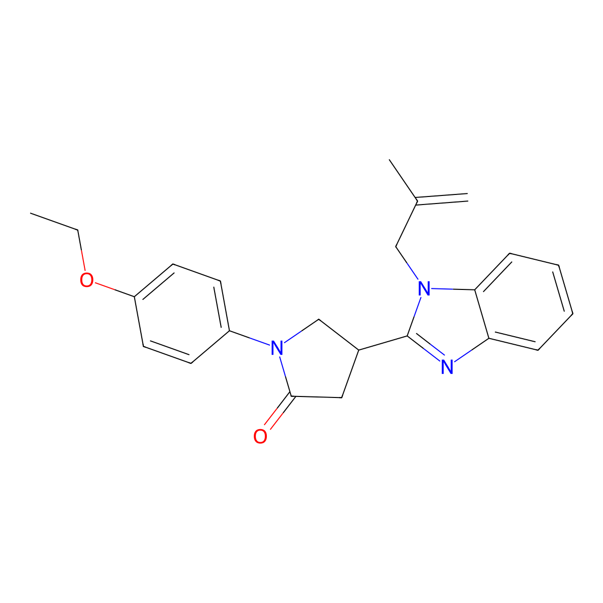 1-(4-ethoxyphenyl)-4-(1-(2-methylallyl)-1H-benzo[d]imidazol-2-yl)pyrrolidin-2-one molecular structure, CAS 637322-19-1