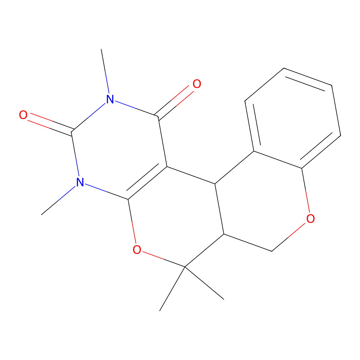 2,4,6,6-tetramethyl-4,6a,7,12b-tetrahydro-1H,6H-chromeno[4',3':4,5]pyrano[2,3-d]pyrimidine-1,3(2H)-dione molecular structure, CAS 637322-35-1