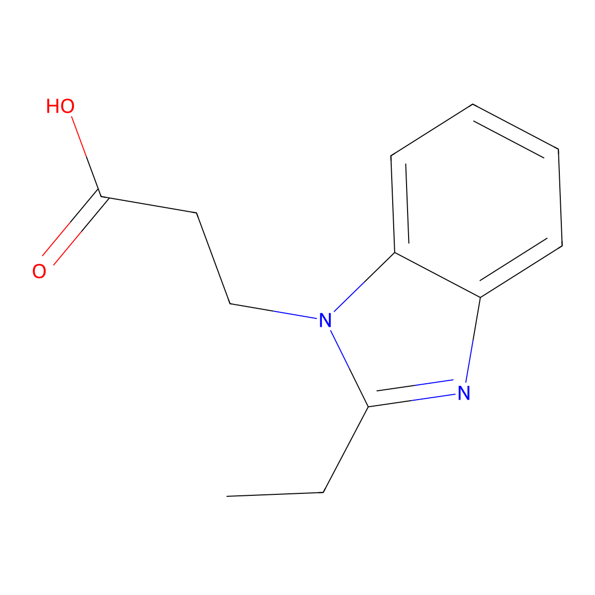 3-(2-ethyl-1H-benzimidazol-1-yl)propanoic acid molecular structure, CAS 637322-36-2