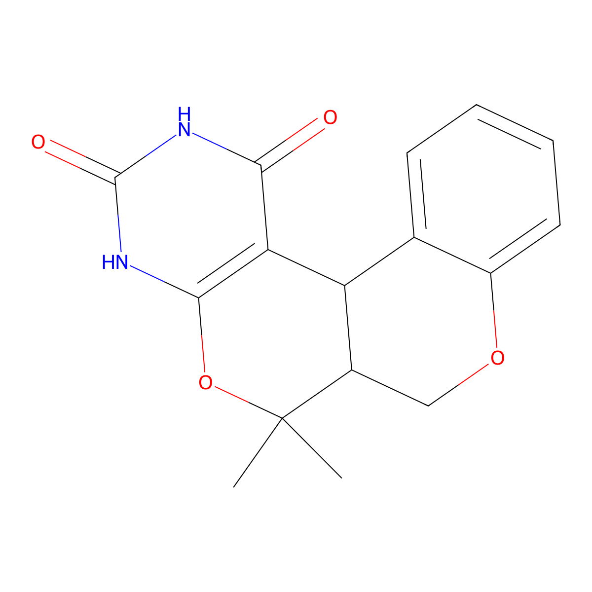 6,6-dimethyl-4,6a,7,12b-tetrahydro-1H,6H-chromeno[4',3':4,5]pyrano[2,3-d]pyrimidine-1,3(2H)-dione molecular structure, CAS 637322-37-3