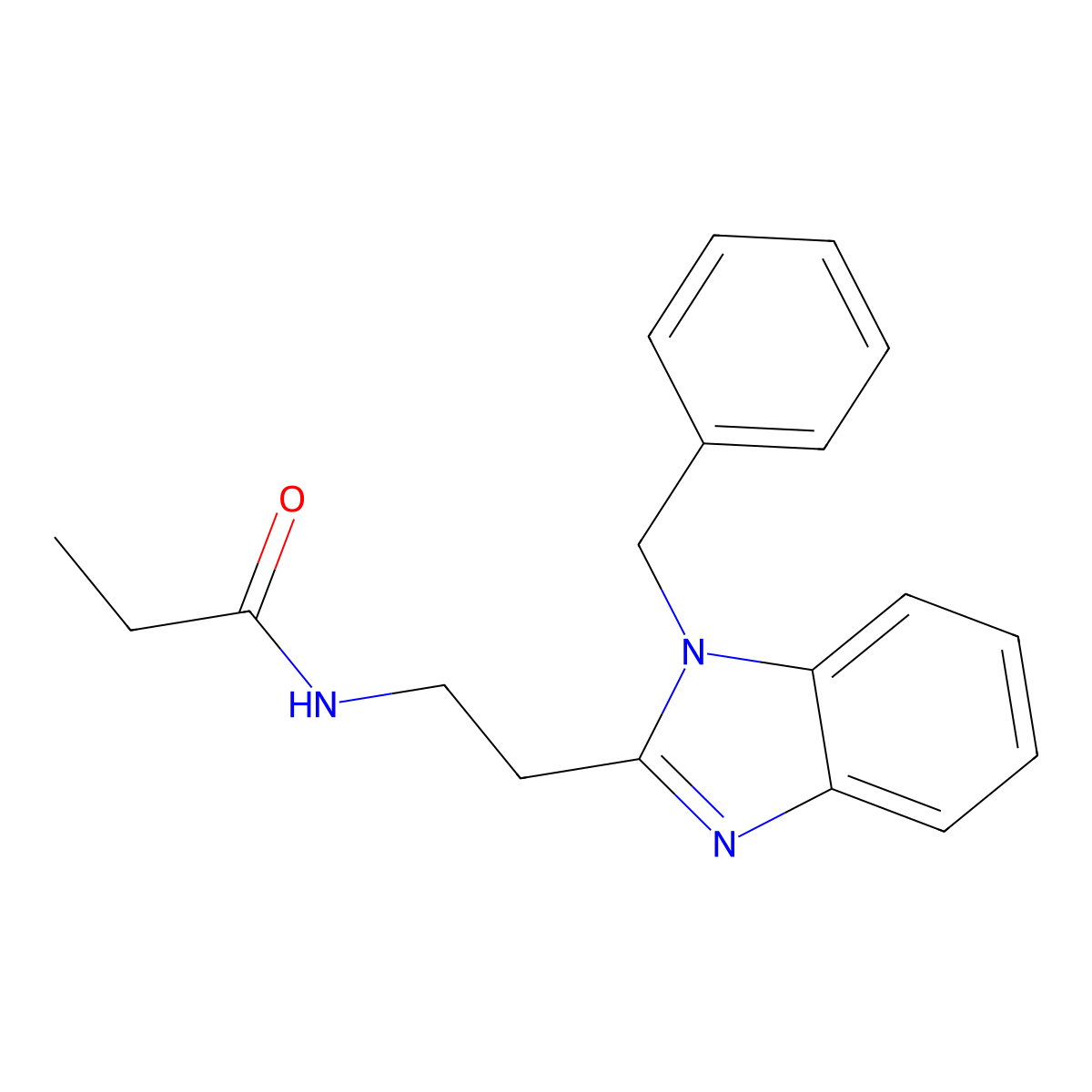 N-[2-(1-benzylbenzimidazol-2-yl)ethyl]propanamide molecular structure, CAS 637322-38-4
