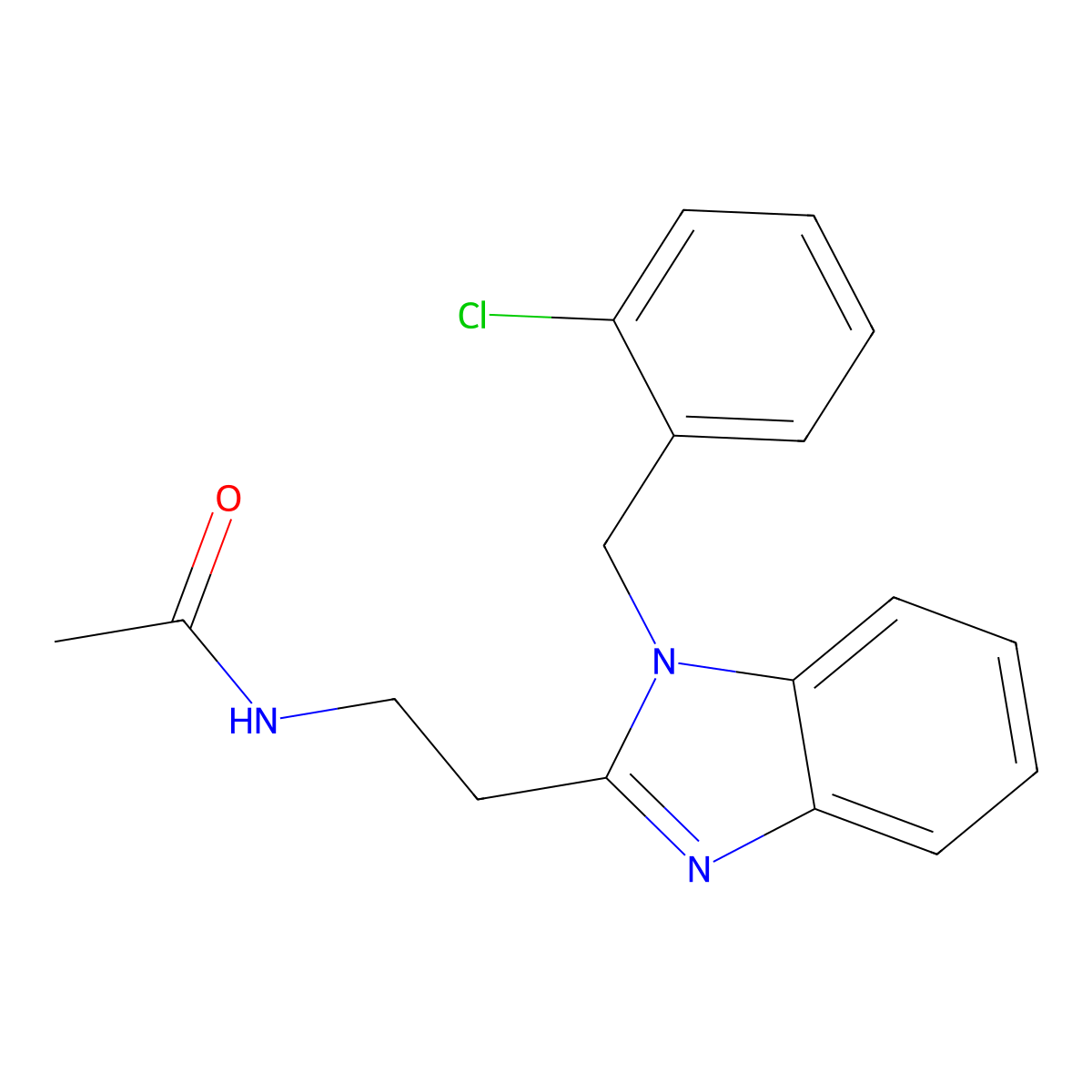 N-[2-[1-[(2-chlorophenyl)methyl]benzimidazol-2-yl]ethyl]acetamide molecular structure, CAS 637322-45-3