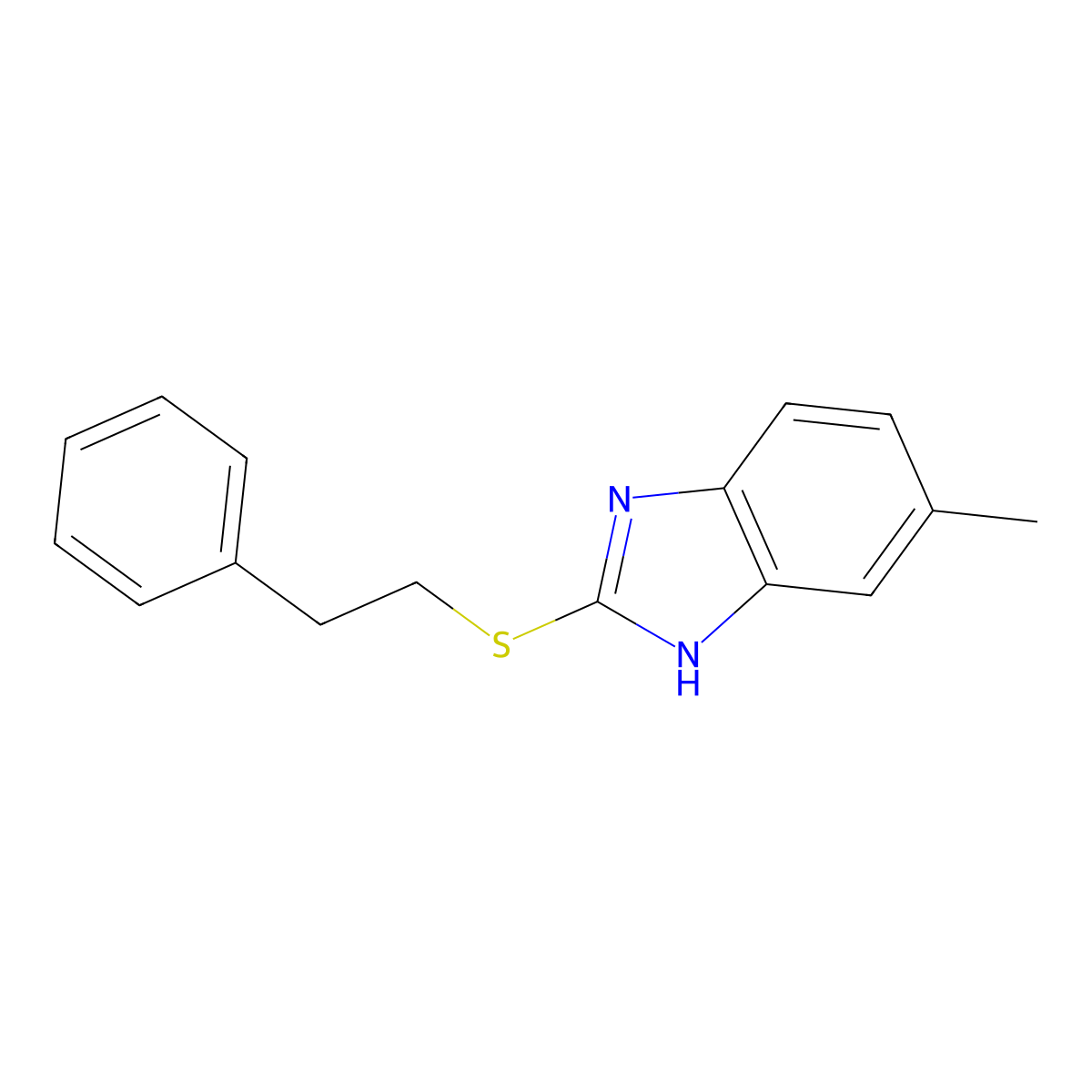 5-methyl-2-(phenethylthio)-1H-benzo[d]imidazole molecular structure, CAS 637322-86-2