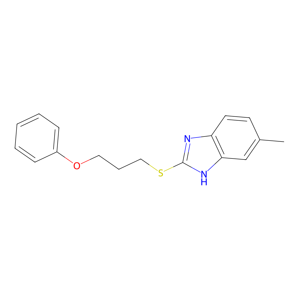 6-methyl-2-(3-phenoxypropylsulfanyl)-1H-benzimidazole molecular structure, CAS 637323-24-1