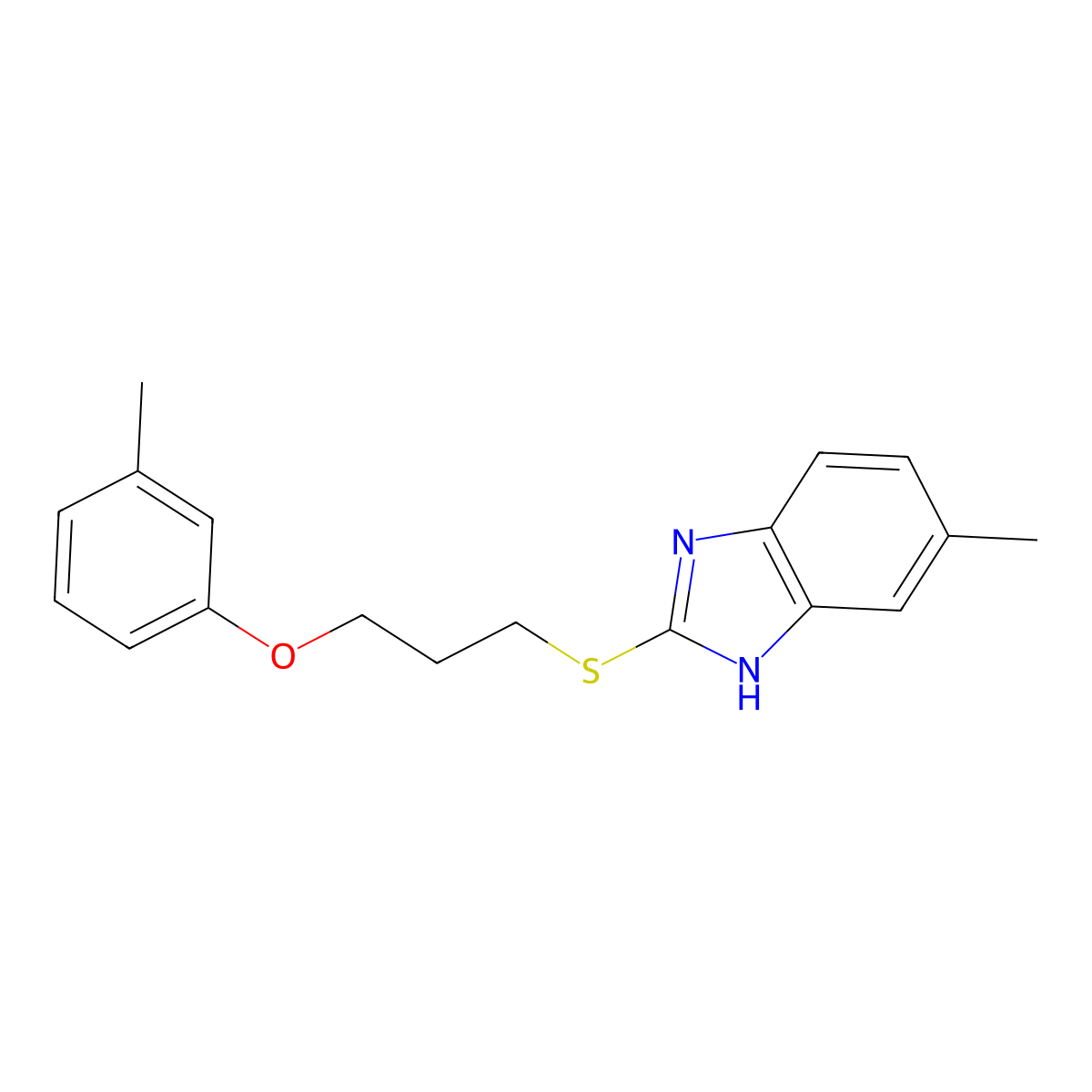 5-methyl-2-{[3-(3-methylphenoxy)propyl]sulfanyl}-1H-1,3-benzodiazole molecular structure, CAS 637323-28-5