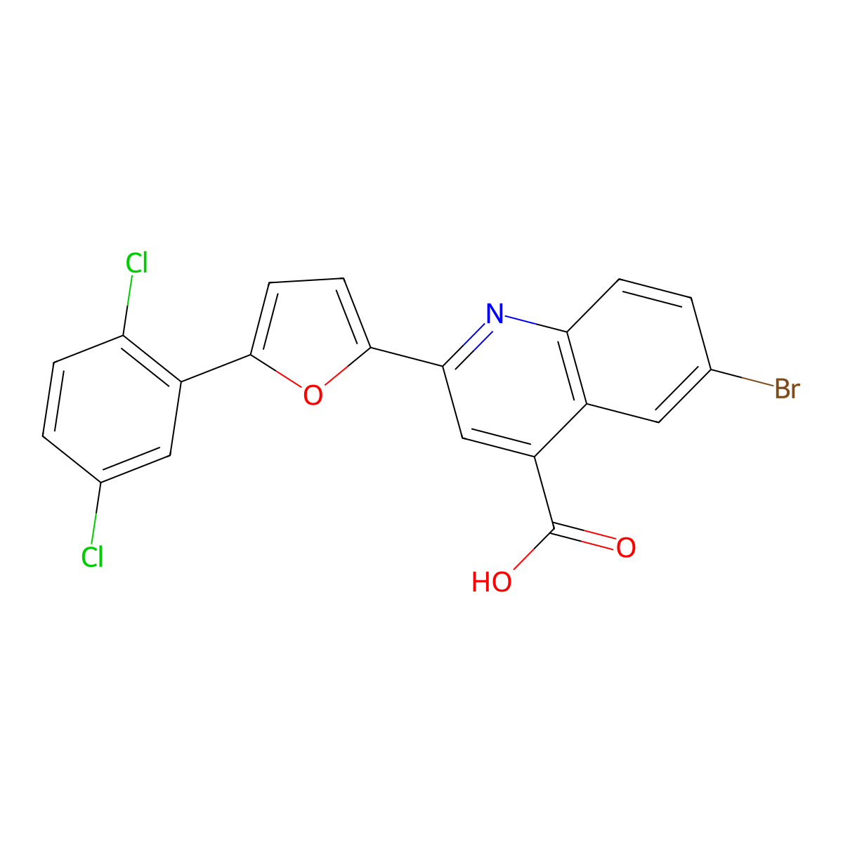 6-Bromo-2-[5-(2,5-dichlorophenyl)furan-2-yl]quinoline-4-carboxylic acid molecular structure, CAS 637323-35-4