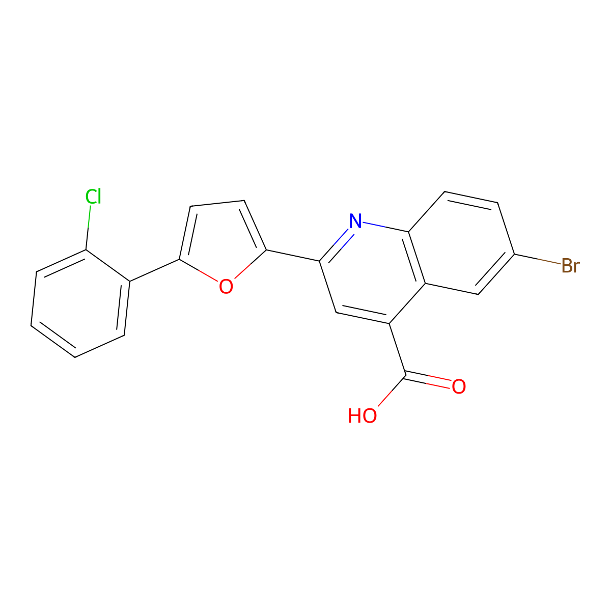 6-Bromo-2-[5-(2-chlorophenyl)furan-2-yl]quinoline-4-carboxylic acid molecular structure, CAS 637323-38-7