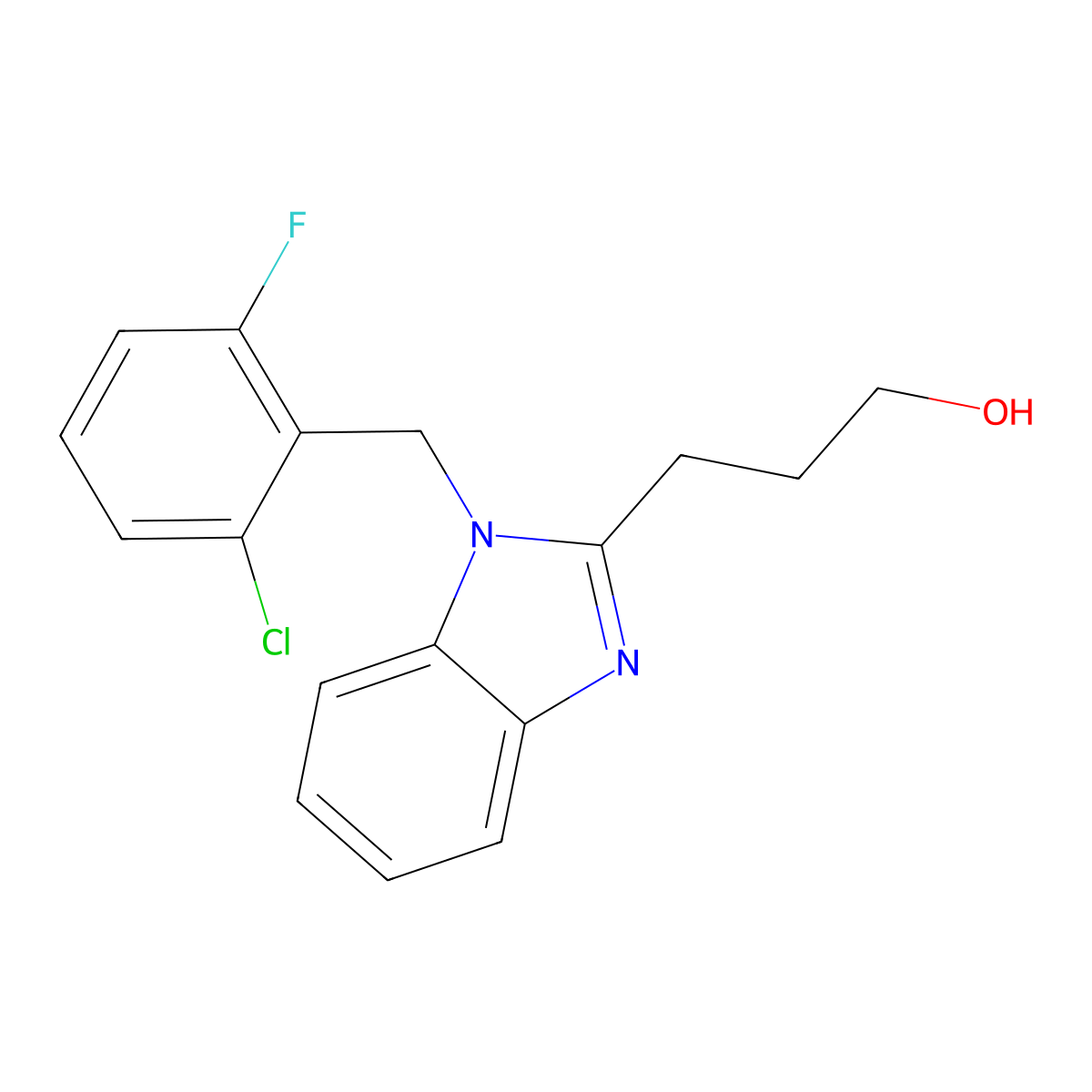 3-[1-[(2-Chloro-6-fluorophenyl)methyl]benzimidazol-2-yl]propan-1-ol molecular structure, CAS 637323-52-5