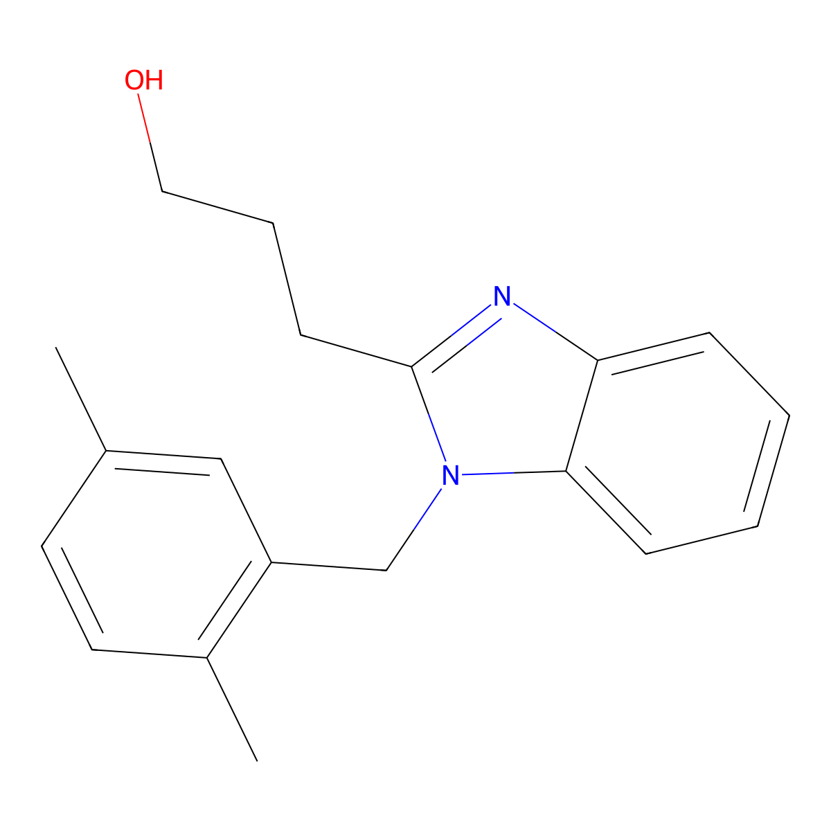 3-{1-[(2,5-dimethylphenyl)methyl]-1H-1,3-benzodiazol-2-yl}propan-1-ol molecular structure, CAS 637323-58-1