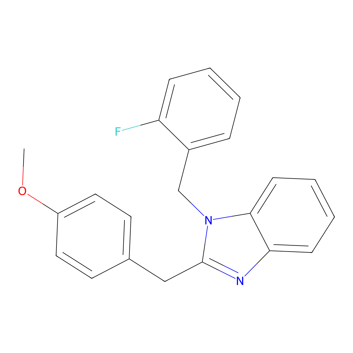 1-(2-fluorobenzyl)-2-(4-methoxybenzyl)-1H-benzimidazole molecular structure, CAS 637323-65-0