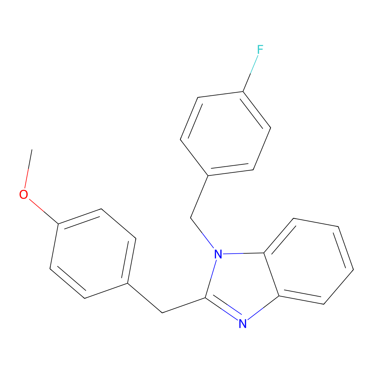 1-(4-fluorobenzyl)-2-(4-methoxybenzyl)-1H-benzimidazole molecular structure, CAS 637323-77-4