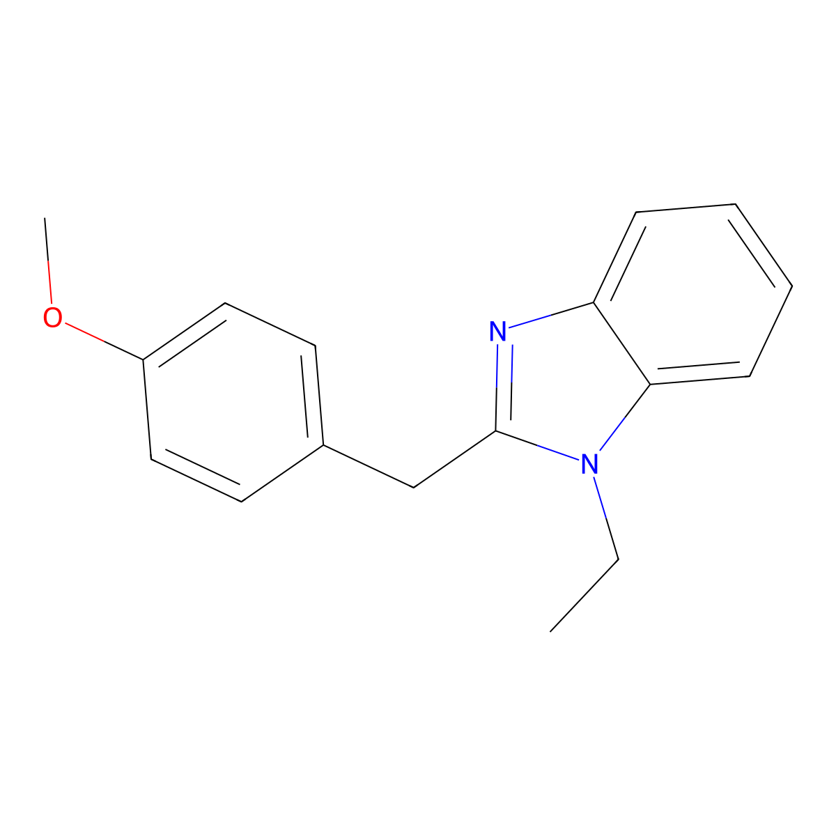 1-Ethyl-2-(4-methoxy-benzyl)-1H-benzoimidazole molecular structure, CAS 637323-95-6