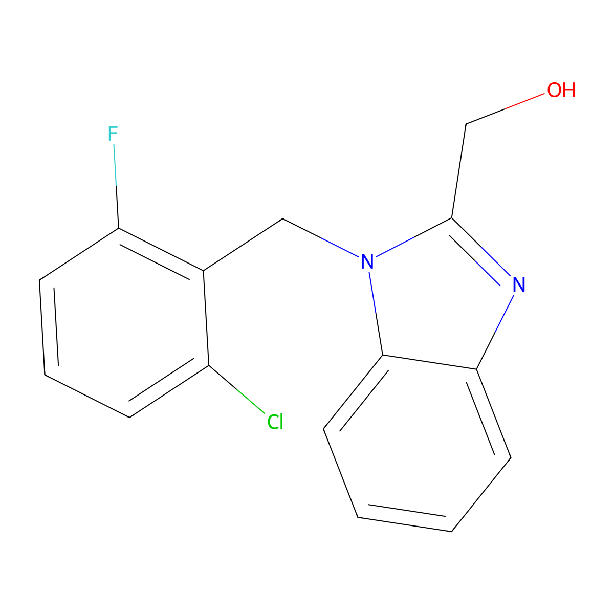 [1-(2-chloro-6-fluorobenzyl)-1H-benzimidazol-2-yl]methanol molecular structure, CAS 637324-15-3
