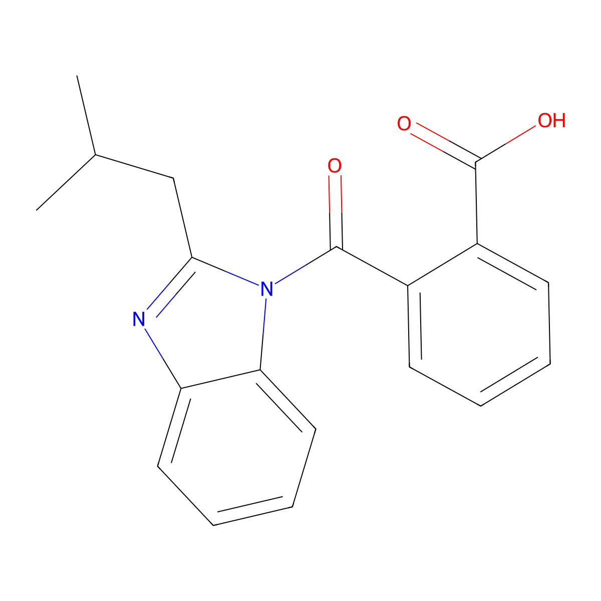 2-{[2-(2-methylpropyl)-1H-benzimidazol-1-yl]carbonyl}benzoic acid molecular structure, CAS 637324-20-0