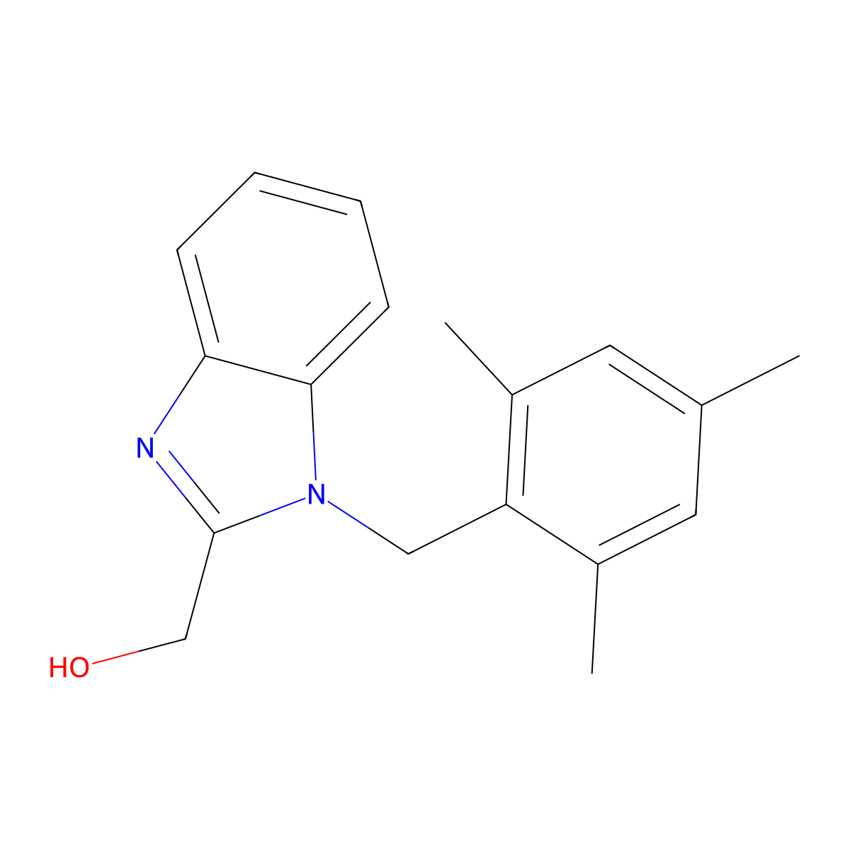 [1-(mesitylmethyl)-1H-benzimidazol-2-yl]methanol molecular structure, CAS 637324-37-9