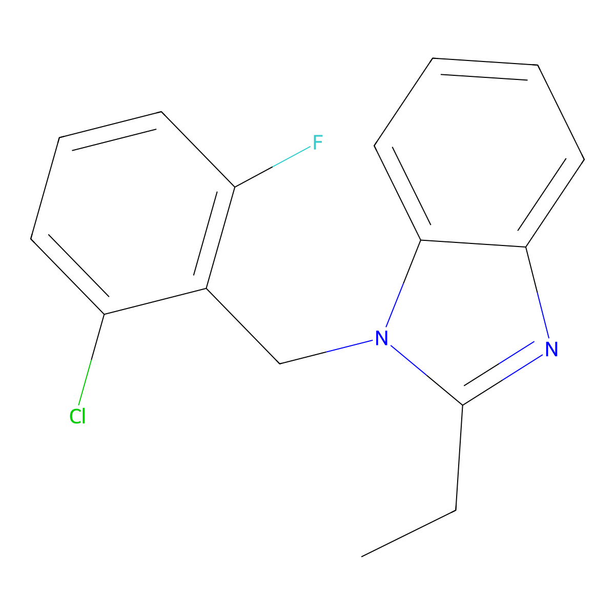 1-[(2-chloro-6-fluorophenyl)methyl]-2-ethyl-1H-1,3-benzodiazole molecular structure, CAS 637324-47-1