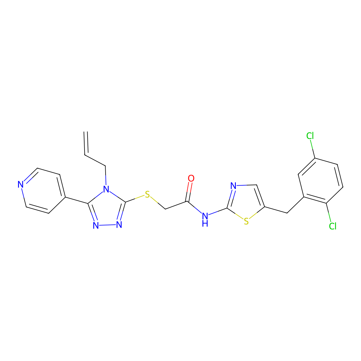 2-{[4-allyl-5-(4-pyridinyl)-4H-1,2,4-triazol-3-yl]thio}-N-[5-(2,5-dichlorobenzyl)-1,3-thiazol-2-yl]acetamide molecular structure, CAS 637324-68-6