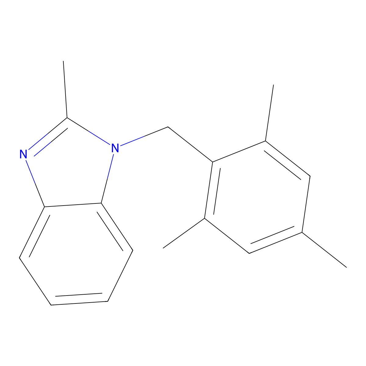 2-Methyl-1-[(2,4,6-trimethylphenyl)methyl]benzimidazole molecular structure, CAS 637324-79-9