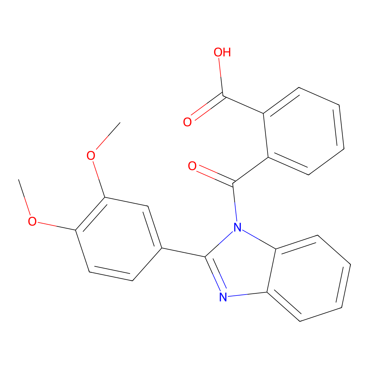 2-[2-(3,4-Dimethoxy-phenyl)-benzoimidazole-1-carbonyl]-benzoic acid molecular structure, CAS 637324-91-5
