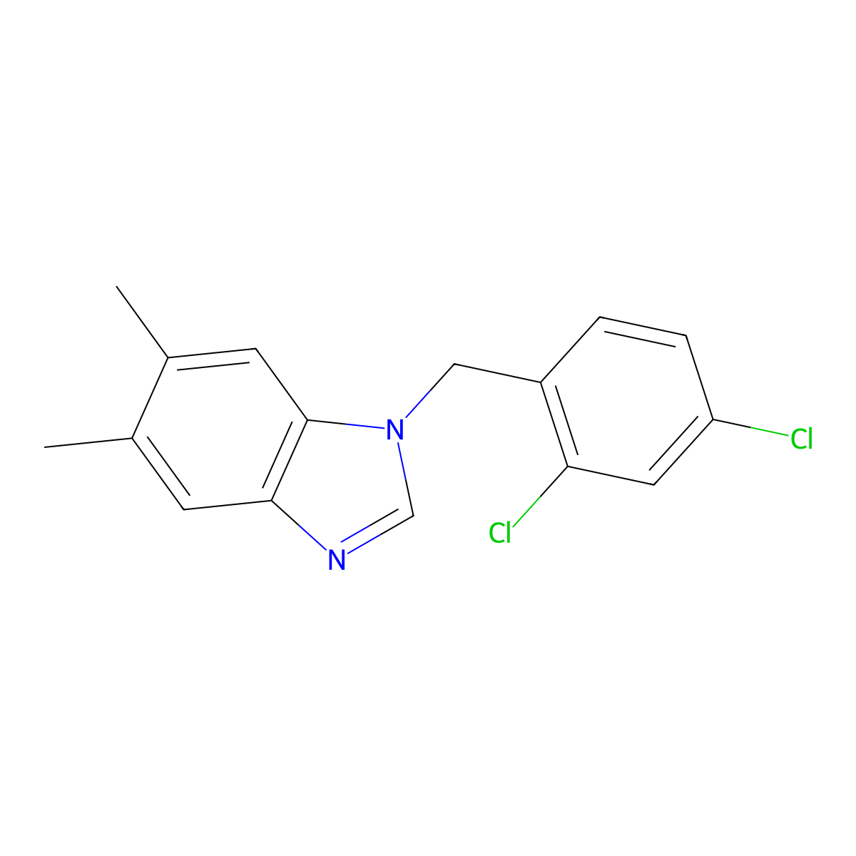 1-[(2,4-dichlorophenyl)methyl]-5,6-dimethyl-1H-1,3-benzodiazole molecular structure, CAS 637325-07-6