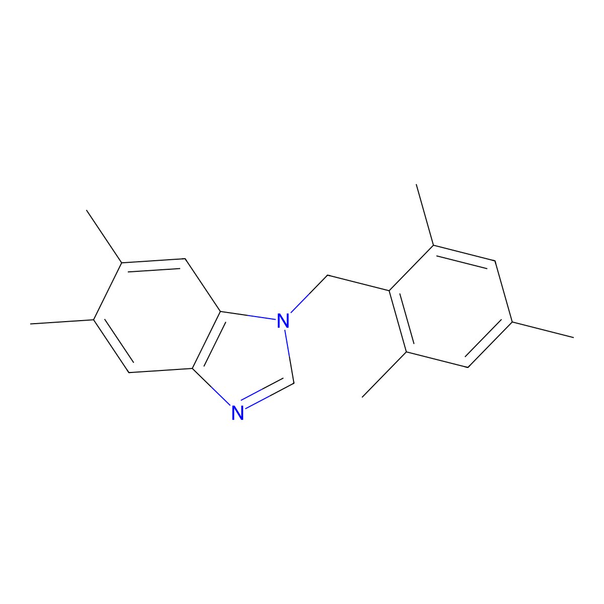 5,6-Dimethyl-1-[(2,4,6-trimethylphenyl)methyl]-1H-benzimidazole molecular structure, CAS 637325-10-1