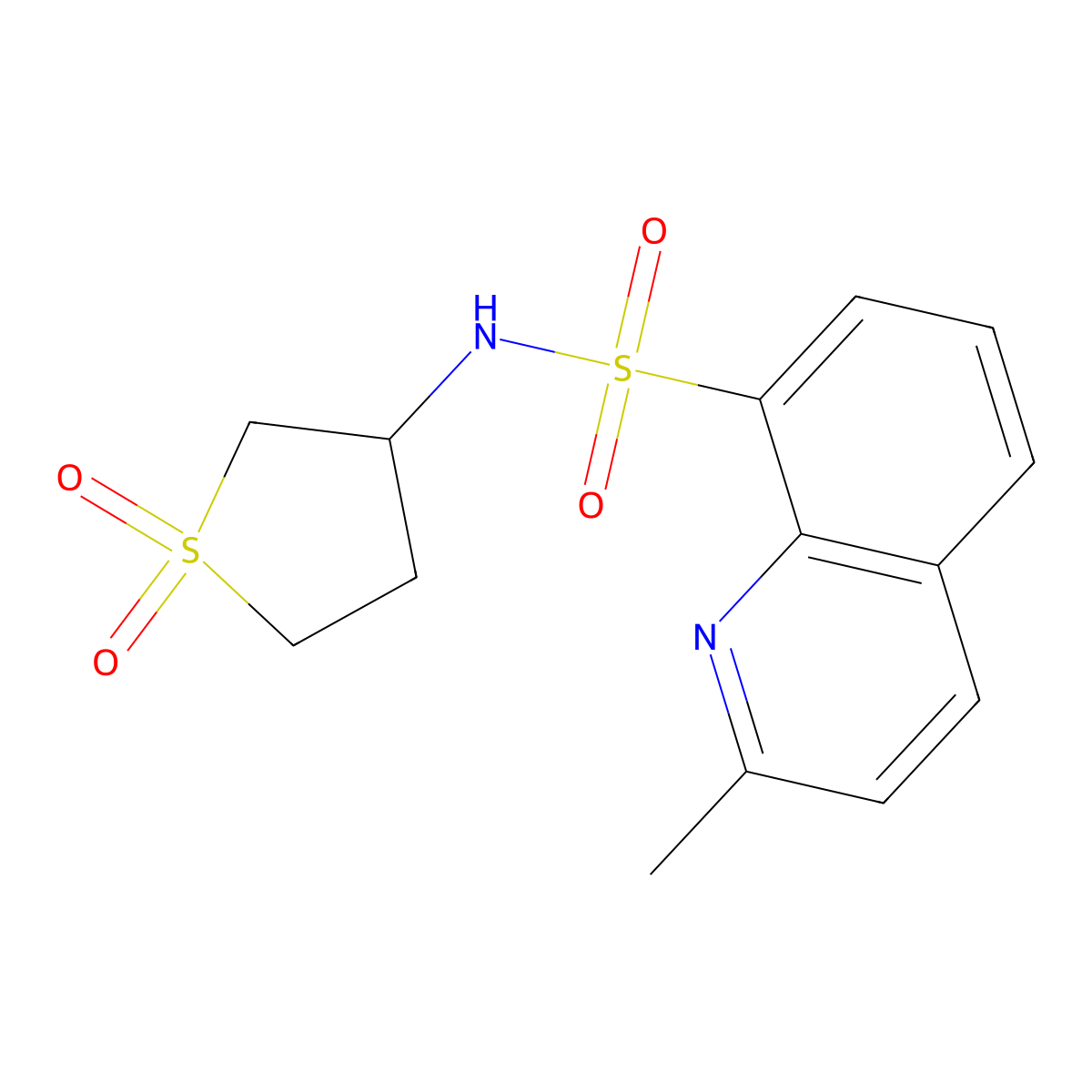 N-(1,1-dioxothiolan-3-yl)-2-methylquinoline-8-sulfonamide molecular structure, CAS 637325-35-0