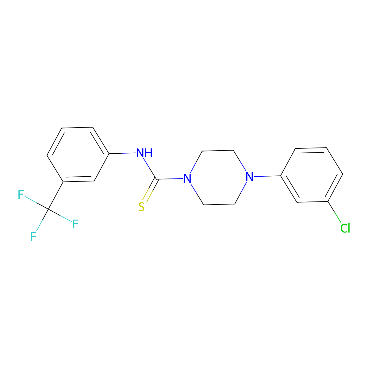4-(3-chlorophenyl)-N-[3-(trifluoromethyl)phenyl]piperazine-1-carbothioamide molecular structure, CAS 637325-45-2
