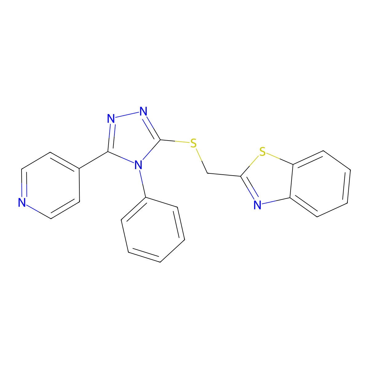 3-(Benzothiazol-2-ylmethylthio)-4-phenyl-5-(4-pyridyl)-1,2,4-triazole molecular structure, CAS 637325-47-4