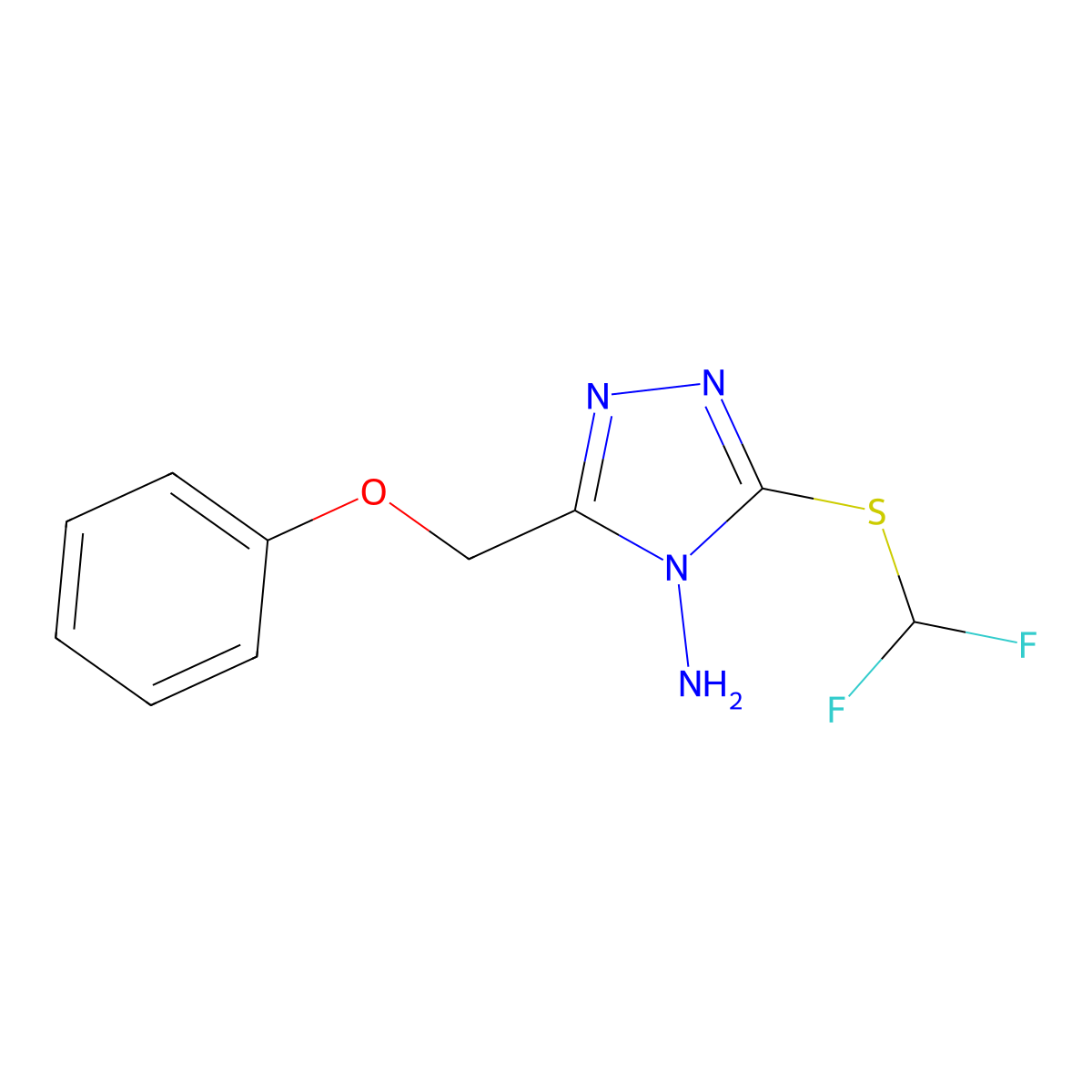 3-[(difluoromethyl)sulfanyl]-5-(phenoxymethyl)-4H-1,2,4-triazol-4-amine molecular structure, CAS 637325-48-5