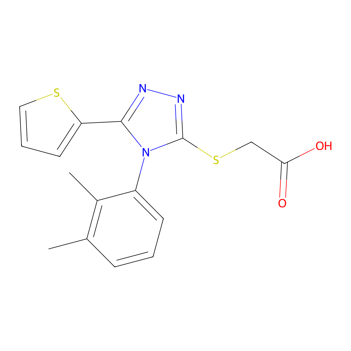 2-((4-(2,3-Dimethylphenyl)-5-(thiophen-2-yl)-4H-1,2,4-triazol-3-yl)thio)acetic acid molecular structure, CAS 637325-53-2