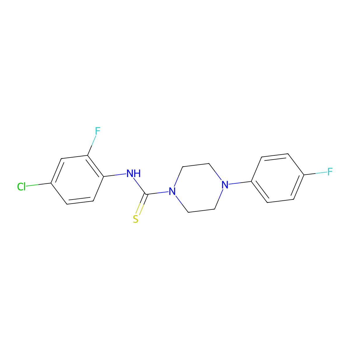 N-(4-chloro-2-fluorophenyl)-4-(4-fluorophenyl)piperazine-1-carbothioamide molecular structure, CAS 637325-56-5