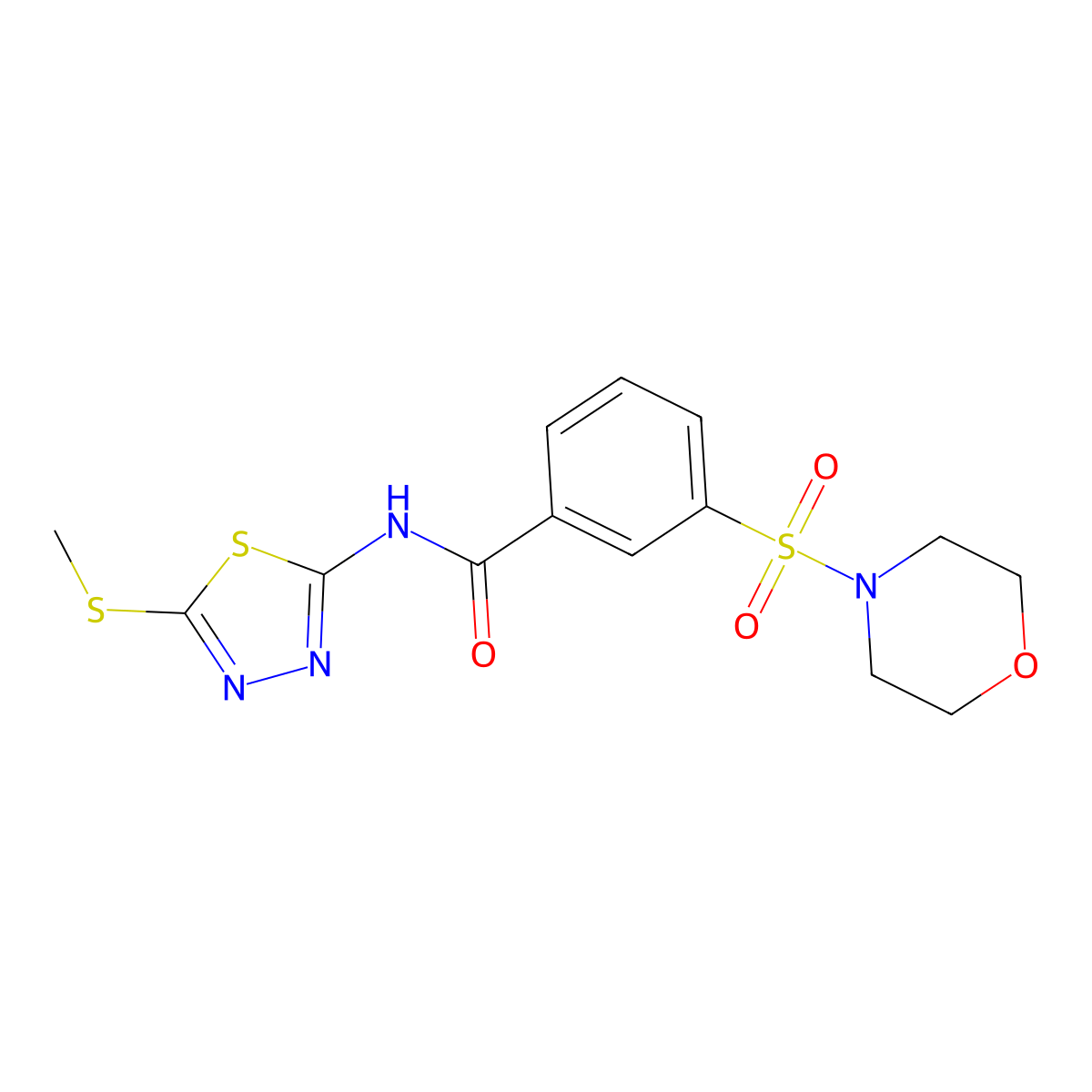 N-(5-methylsulfanyl-1,3,4-thiadiazol-2-yl)-3-morpholin-4-ylsulfonylbenzamide molecular structure, CAS 637325-64-5