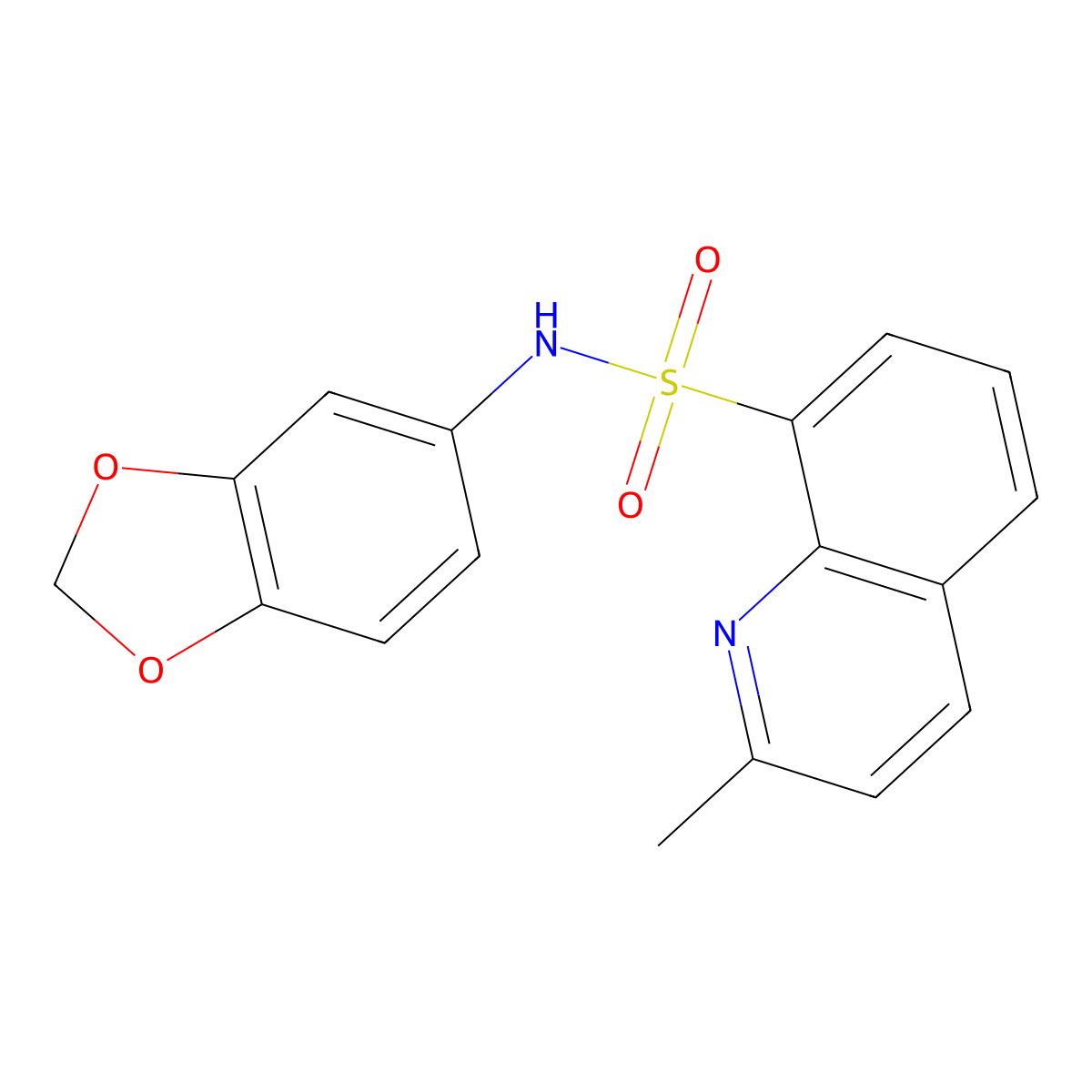 N-(1,3-benzodioxol-5-yl)-2-methylquinoline-8-sulfonamide molecular structure, CAS 637325-68-9