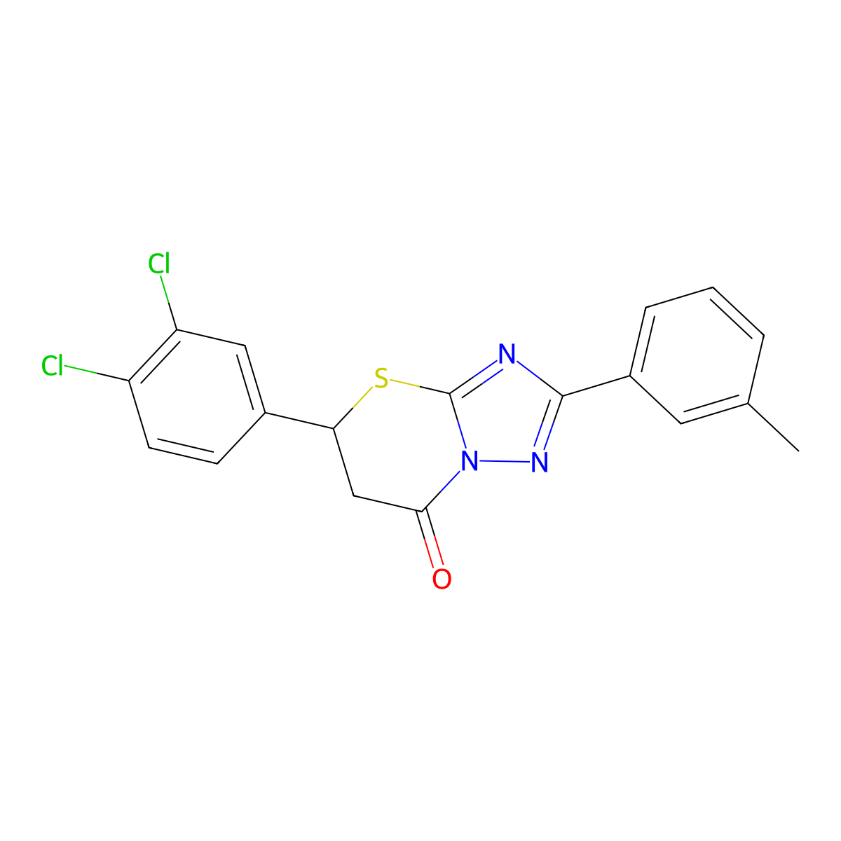 5-(3,4-Dichlorophenyl)-2-(3-methylphenyl)-5,6-dihydro-[1,2,4]triazolo[5,1-b][1,3]thiazin-7-one molecular structure, CAS 637325-74-7