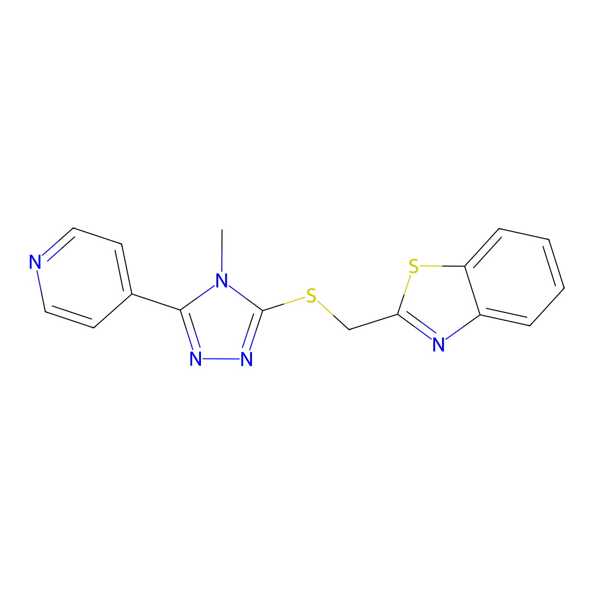2-({[4-methyl-5-(pyridin-4-yl)-4H-1,2,4-triazol-3-yl]sulfanyl}methyl)-1,3-benzothiazole molecular structure, CAS 637325-84-9