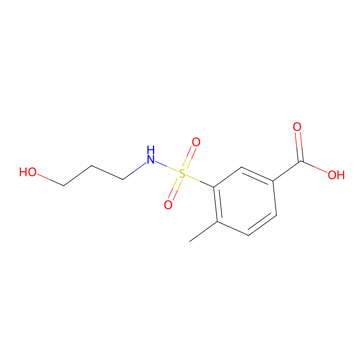 3-[(3-Hydroxypropyl)sulfamoyl]-4-methylbenzoic acid molecular structure, CAS 637325-85-0