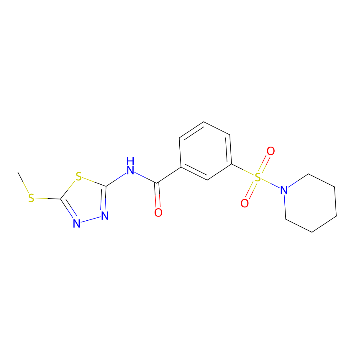 N-(5-methylsulfanyl-1,3,4-thiadiazol-2-yl)-3-piperidin-1-ylsulfonylbenzamide molecular structure, CAS 637325-87-2