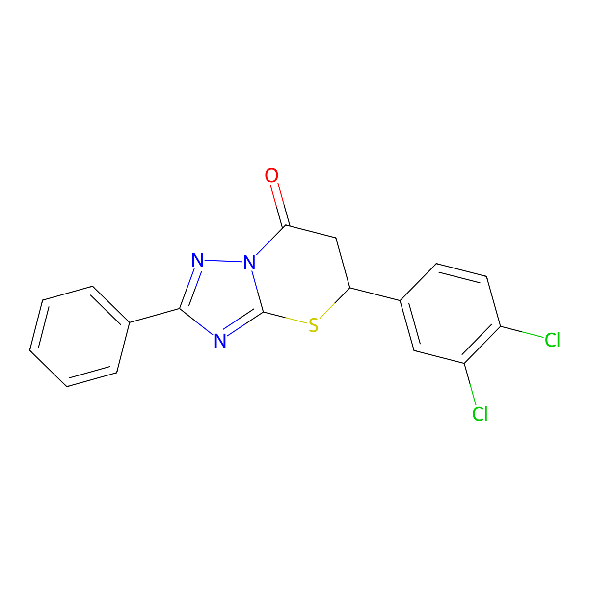 5-(3,4-Dichlorophenyl)-2-phenyl-5,6-dihydro-[1,2,4]triazolo[5,1-b][1,3]thiazin-7-one molecular structure, CAS 637325-88-3
