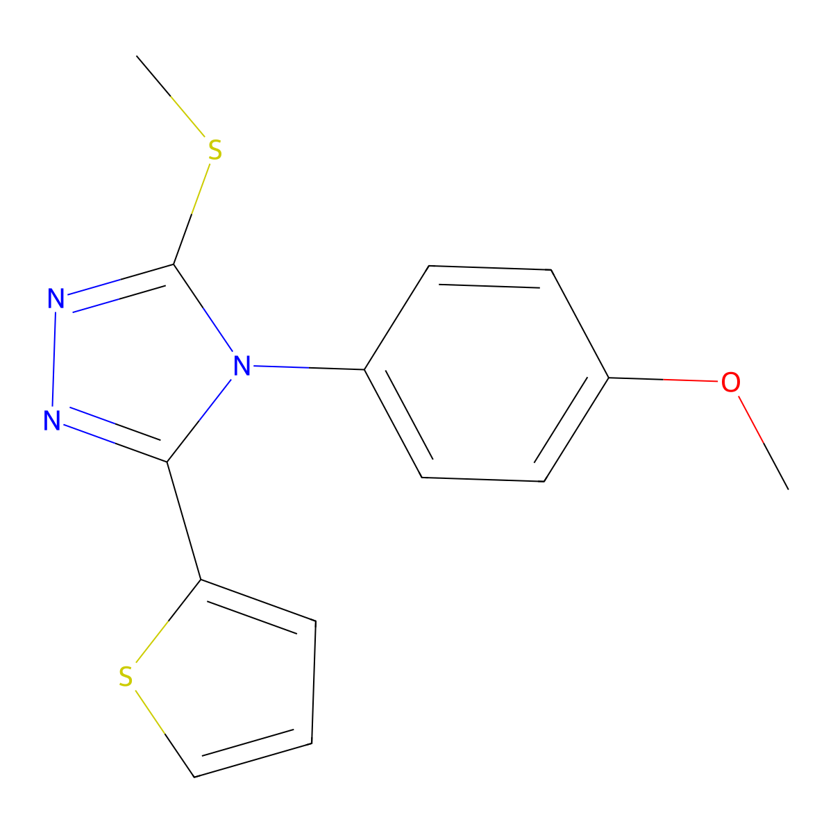 4-(4-methoxyphenyl)-3-(methylthio)-5-(thiophen-2-yl)-4H-1,2,4-triazole molecular structure, CAS 637326-00-2