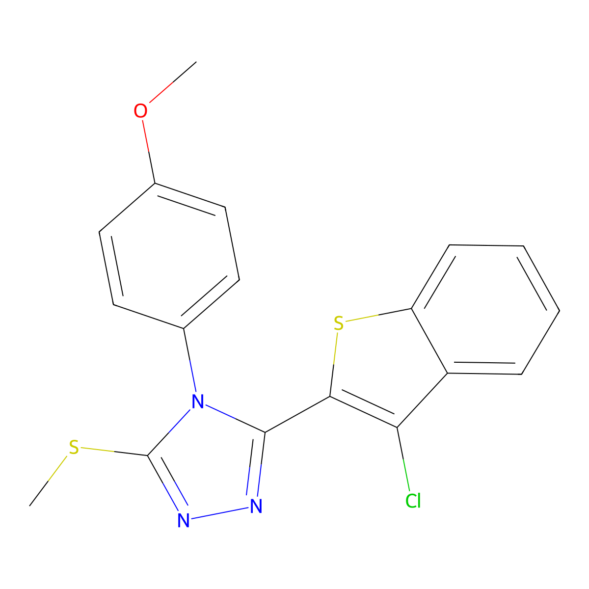 3-(3-chloro-1-benzothiophen-2-yl)-4-(4-methoxyphenyl)-5-(methylsulfanyl)-4H-1,2,4-triazole molecular structure, CAS 637326-07-9