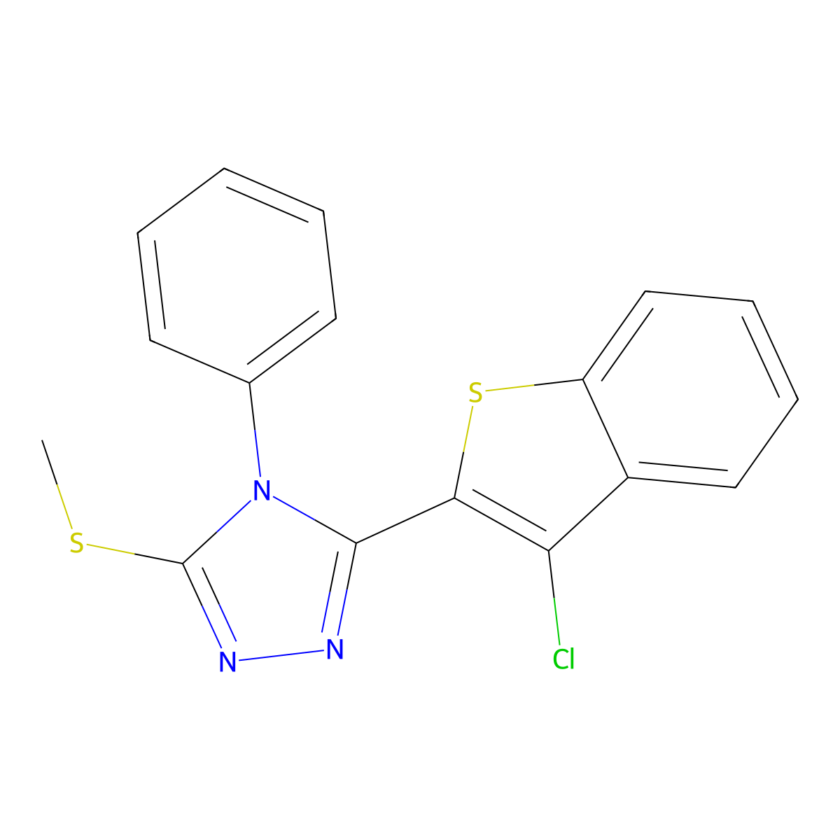 3-(3-Chloro-1-benzothiophen-2-yl)-5-methylsulfanyl-4-phenyl-1,2,4-triazole molecular structure, CAS 637326-14-8