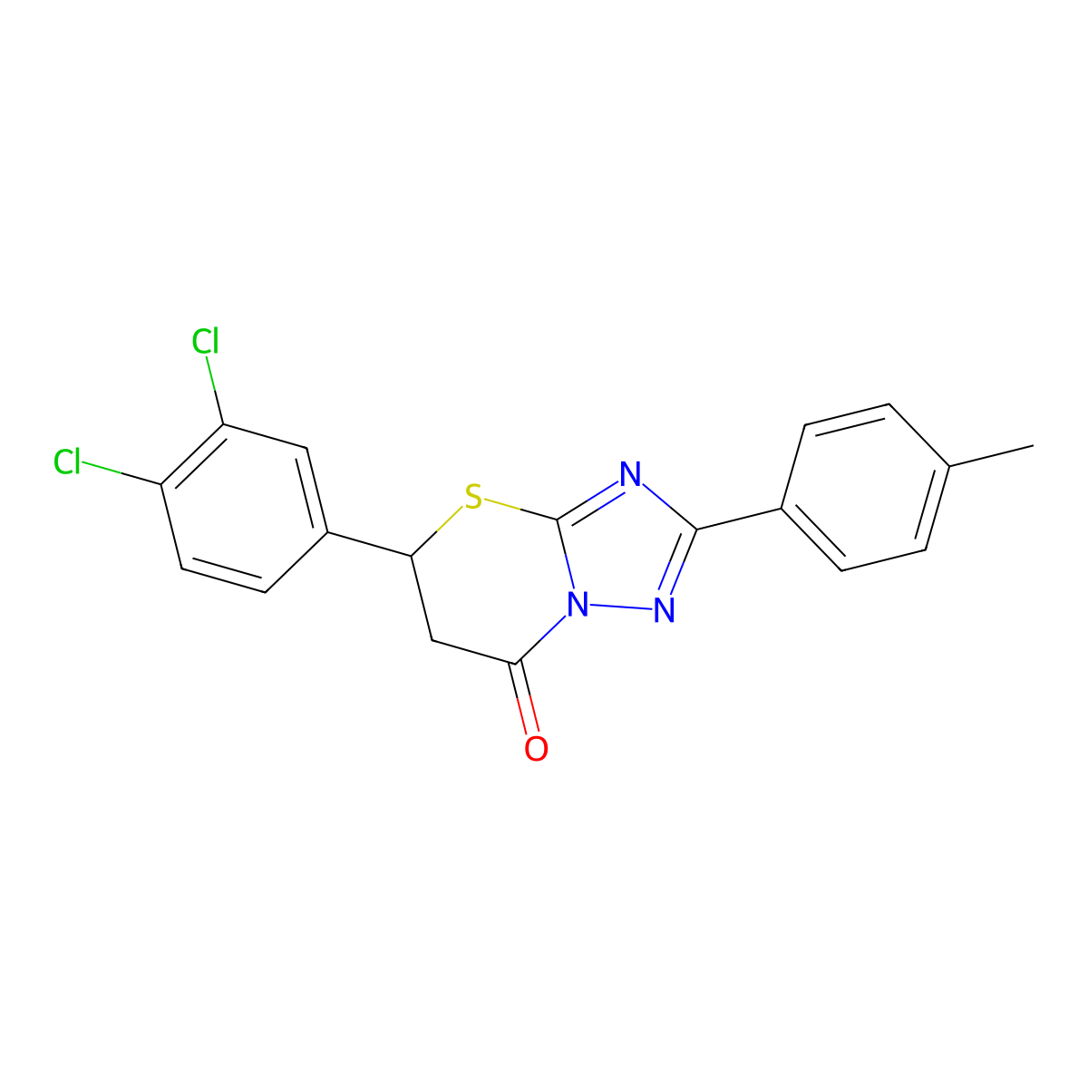 5-(3,4-dichlorophenyl)-2-(p-tolyl)-5H-[1,2,4]triazolo[5,1-b][1,3]thiazin-7(6H)-one molecular structure, CAS 637326-24-0