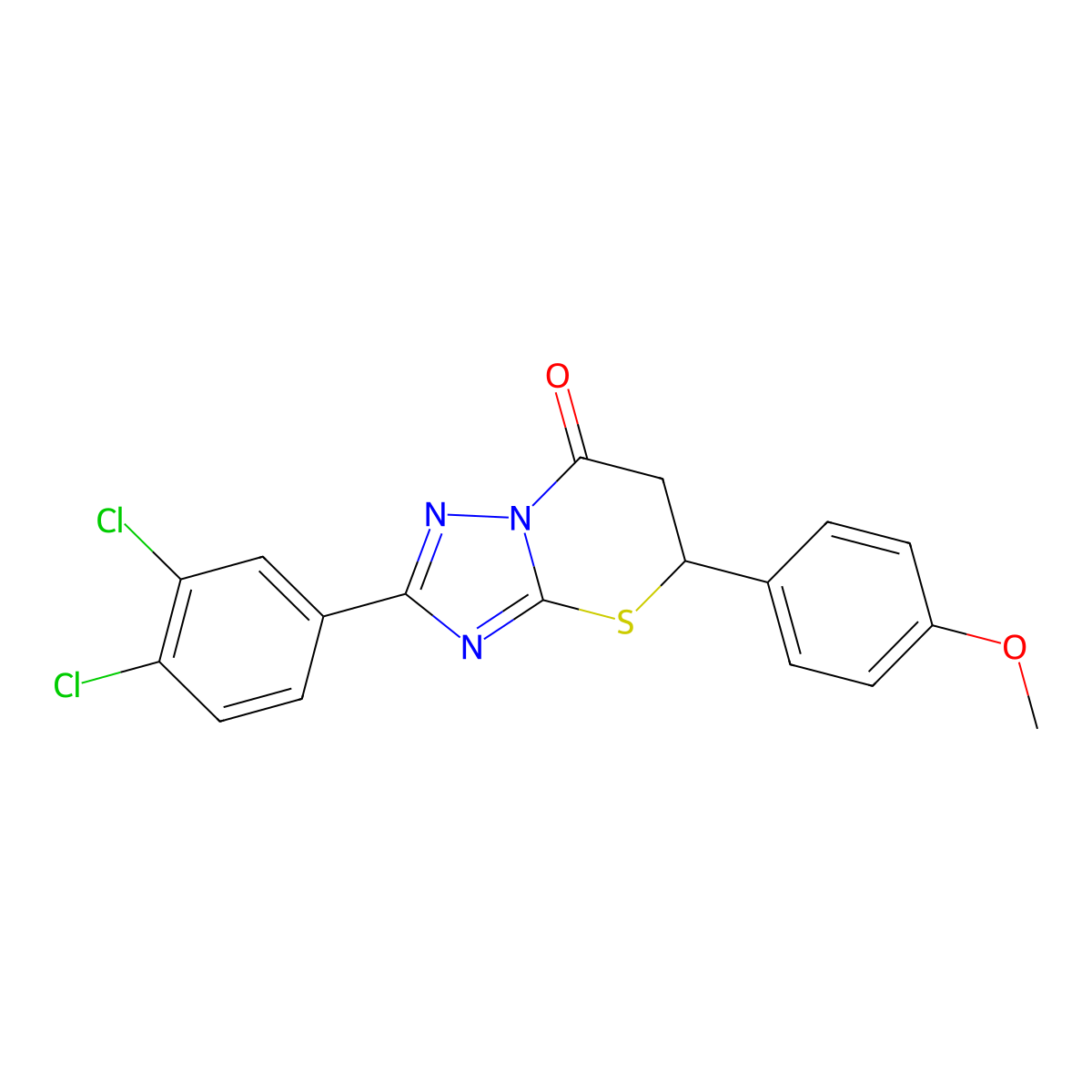2-(3,4-dichlorophenyl)-5-(4-methoxyphenyl)-5H-[1,2,4]triazolo[5,1-b][1,3]thiazin-7(6H)-one molecular structure, CAS 637326-32-0