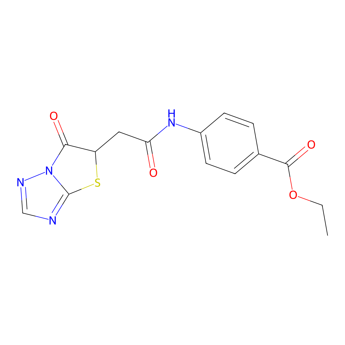 Ethyl 4-(2-(6-oxo-5,6-dihydrothiazolo[3,2-b][1,2,4]triazol-5-yl)acetamido)benzoate molecular structure, CAS 637326-81-9